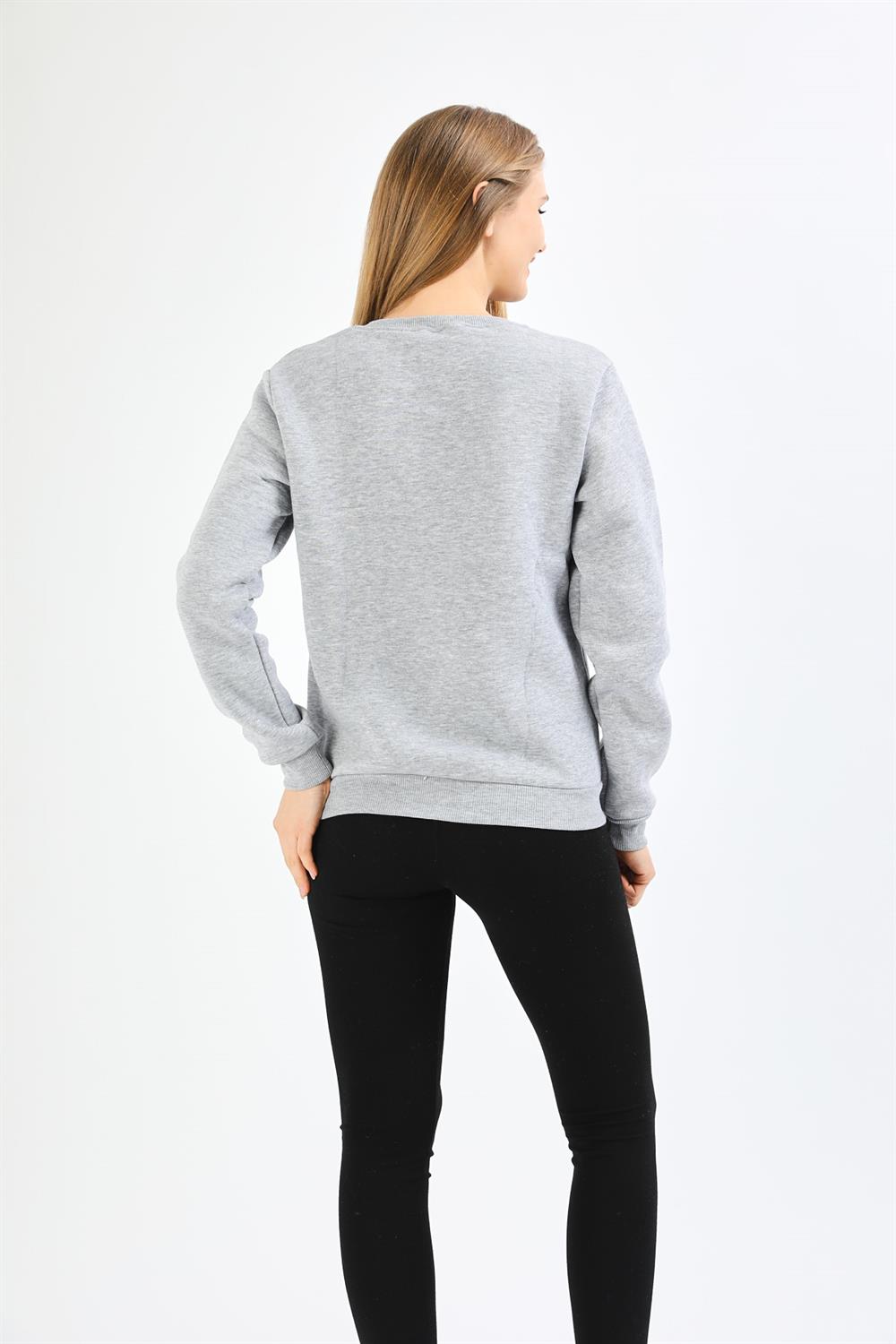 Nakışlı Gri Sweatshirt