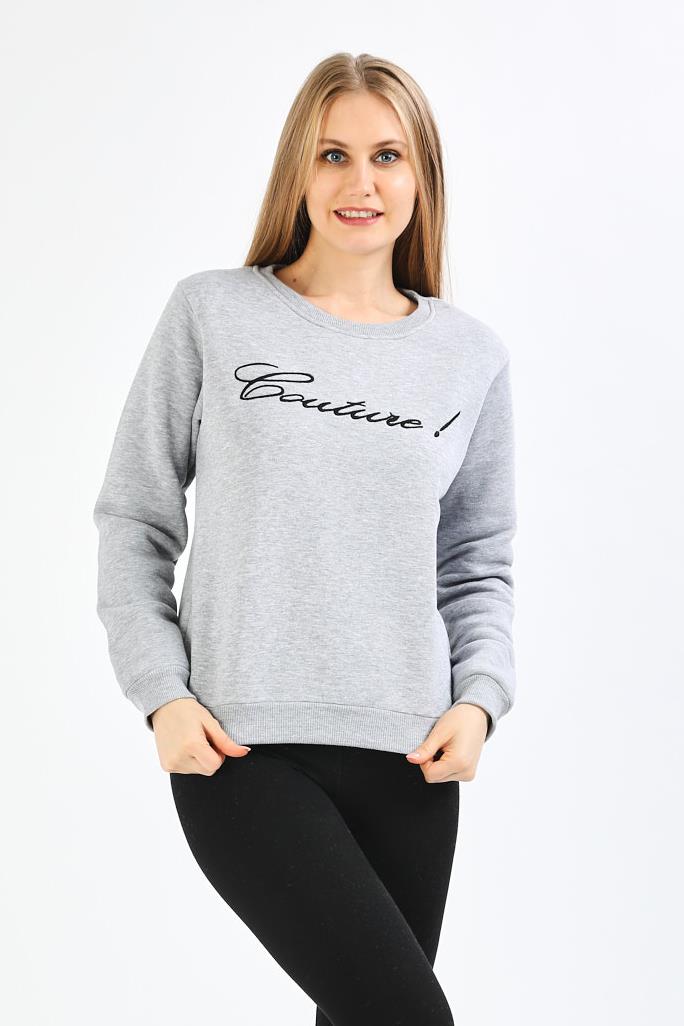 Nakışlı Gri Sweatshirt