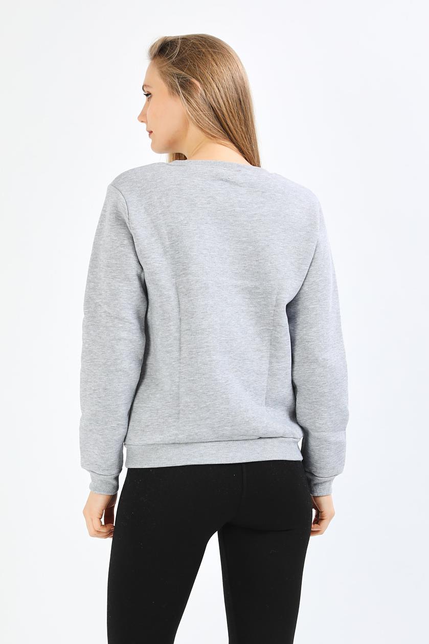 Nakışlı Gri Sweatshirt