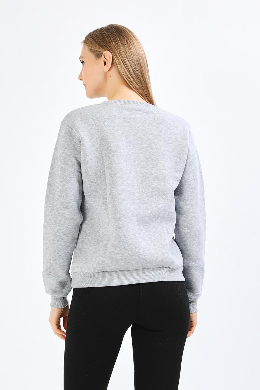 Nakışlı Gri Sweatshirt