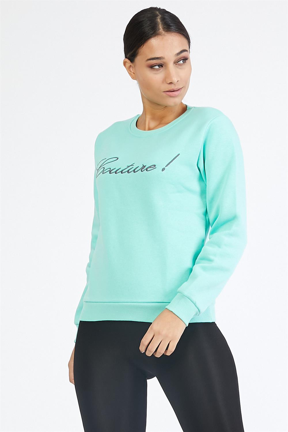 Nakışlı Yeşil Sweatshirt