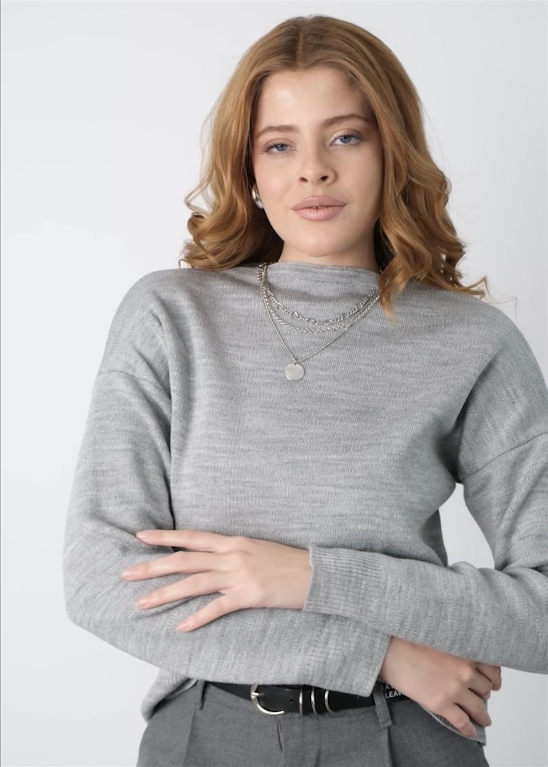 Bisiklet Yaka Basic Triko Kazak Sweatshirt